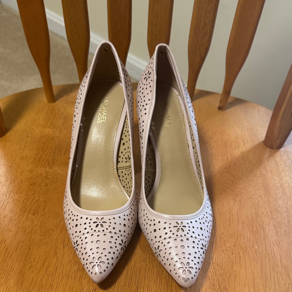 Michael Kors Blush Pink Perforated Pointed Toe Pumps